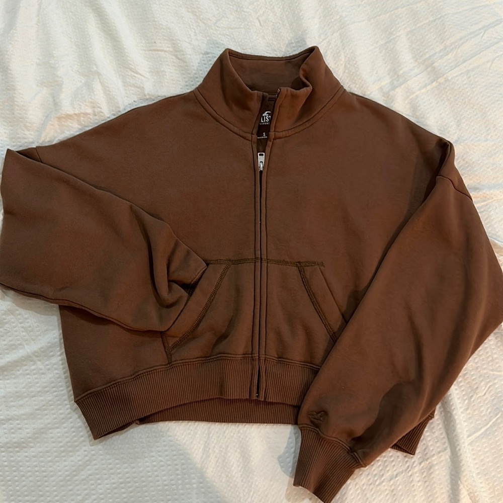 Hollister zip cropped hoodie